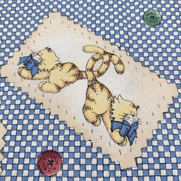 Checkered Past Kathi Walters S.S.I. Cotton Fabric Blue Gingham 1 Yard - Picture 4 of 4